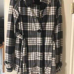 A jacket black, grey, white with a blue line